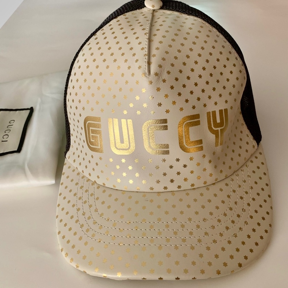 Gucci X SEGA GUCCY Gold Stars White Baseball Hat Size L 58cm NWT - Picture 2 of 12